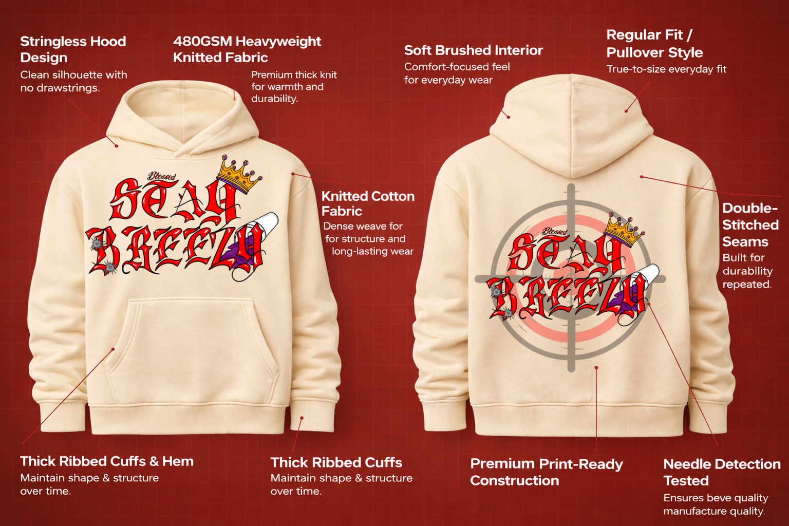Stay Breezy Hoodie Apricot
