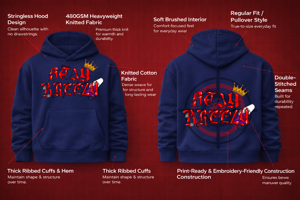 Stay Breezy Hoodie Navy Blue