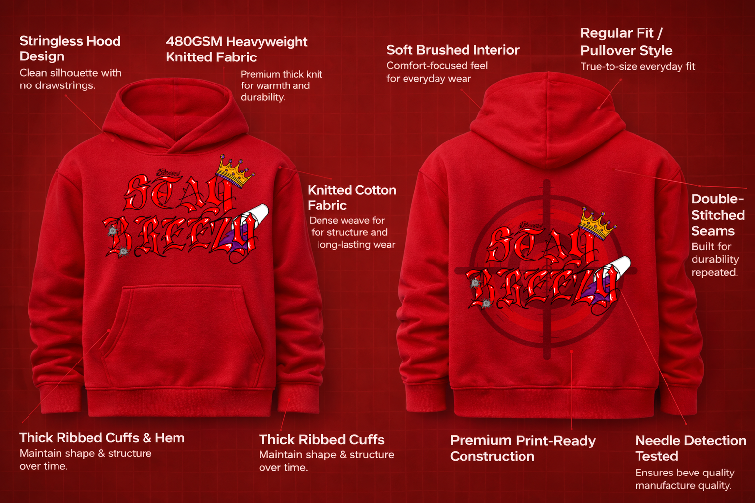 Stay Breezy Hoodie Red